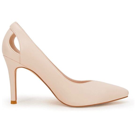 Coutgo Cut Out Pumps High Heel Stiletto Pointed Toe Dress Shoes Sz 8.5 Nude - Picture 2 of 16